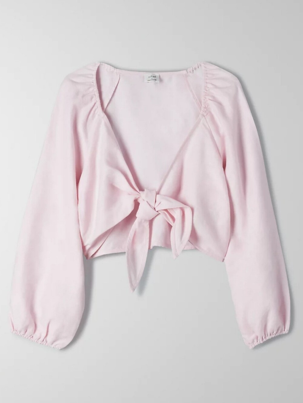 Aritzia Wilfred Venus Magnolia Cropped Tie front Blouse